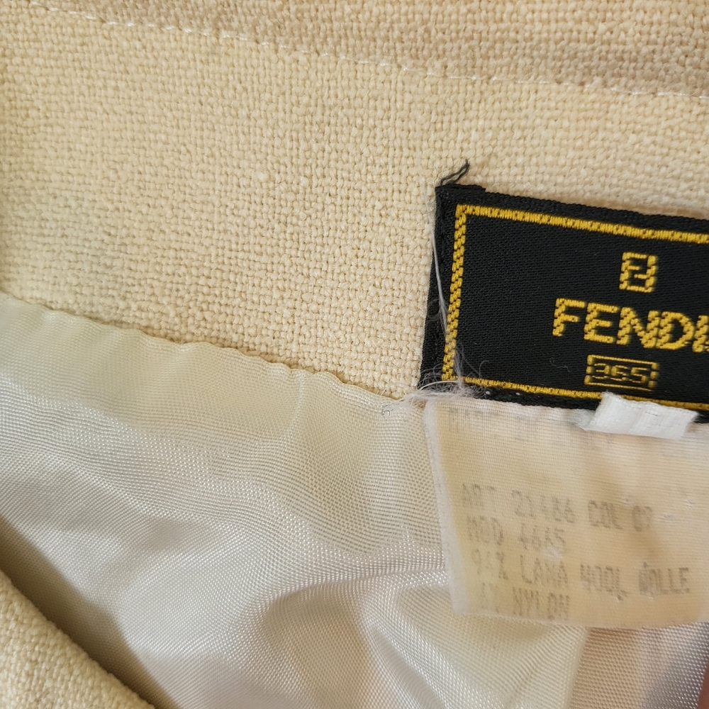 FENDI Vintage Blazer Size M* Woold Blend Patch Pockets Designer Tailor Fit Ivory - Picture 4 of 16